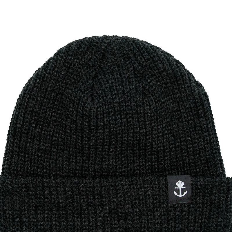 Black Short fit knit toque, beanie.