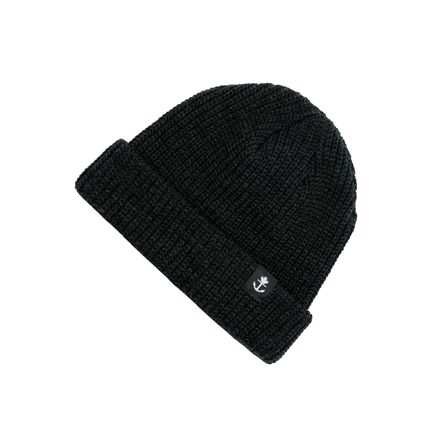 Black Short fit knit toque, beanie.