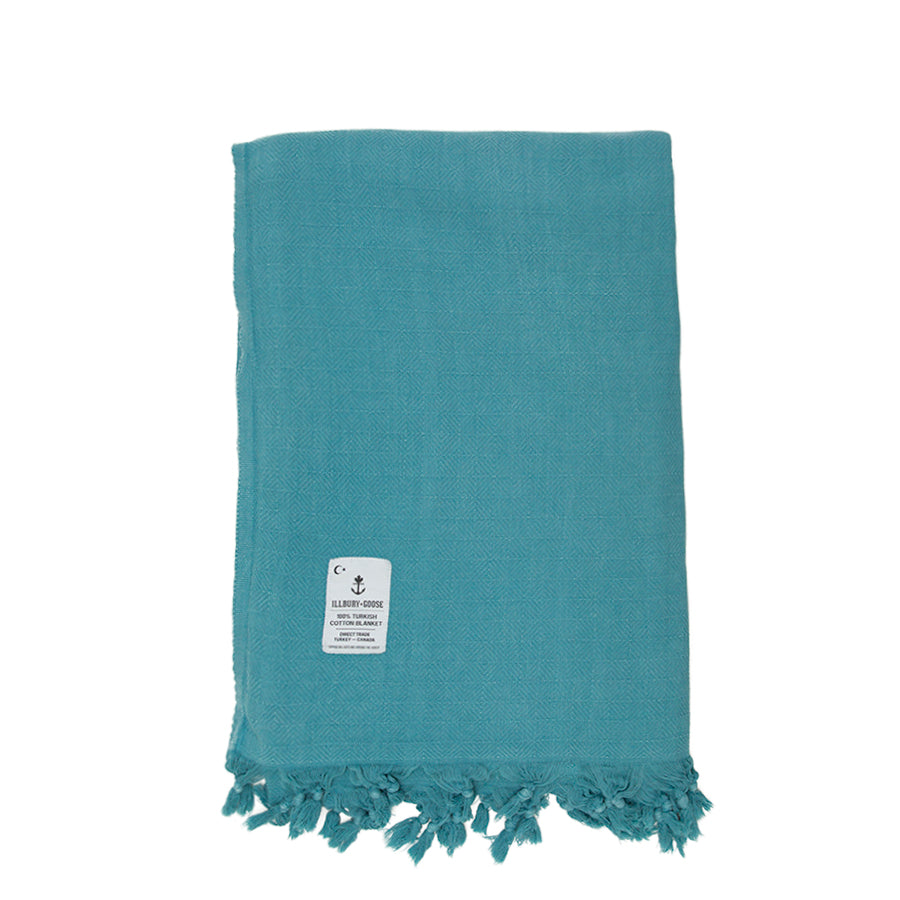 Teal Organic Turkish Cotton Throw